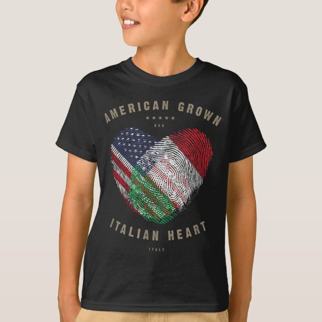 Camiseta Bandera de Italia de American Grown Italian Heart  (Anverso)