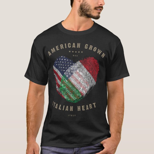Camiseta Bandera de Italia de American Grown Italian Heart  (Anverso)