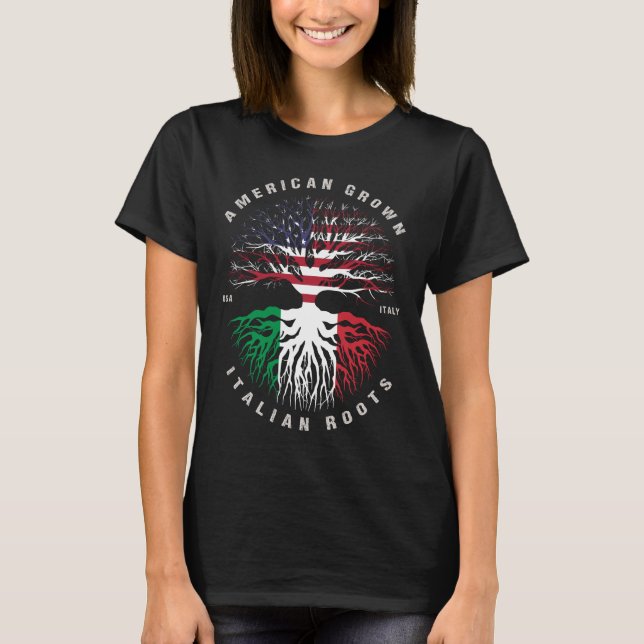 Camiseta Bandera de Italia de raíces italianas cultivadas e (Anverso)