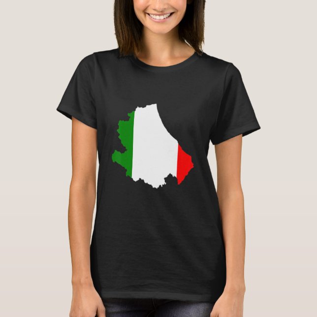 Camiseta Bandera de Italia en el contorno de Abruzzo Italia (Anverso)