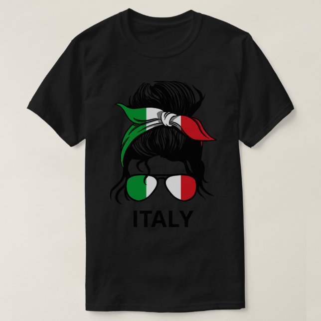 Camiseta Bandera de Italia Mujer Italiana con desordenado b (Diseño del anverso)