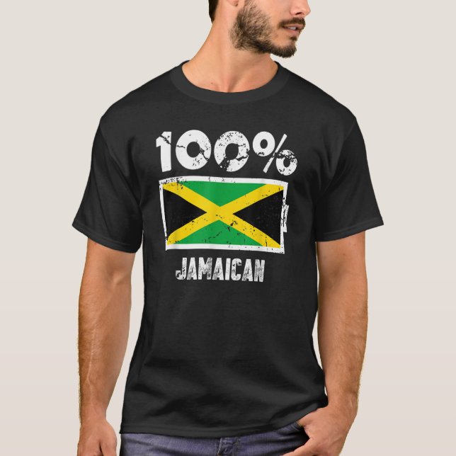 Camiseta Bandera de Jamaica apoya 100 baterías de poder jam (Anverso)