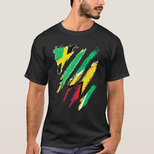 Camiseta Bandera de Jamaica Guyana cultiva franjas de país  (Anverso)