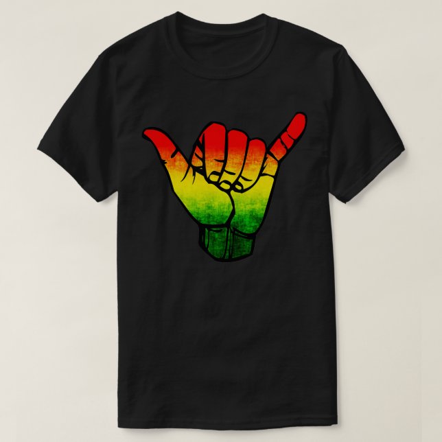 Camiseta Bandera de Jamaica rasta Hawaii Shaka Rótulo ArtRe (Diseño del anverso)
