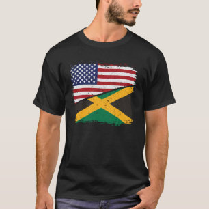Camiseta Bandera de Jamaica y Estados Unidos mitad american