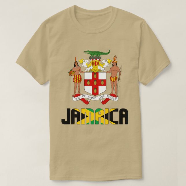 Camiseta Bandera de Jamaica y Patriótico del Escudo de Arma (Diseño del anverso)