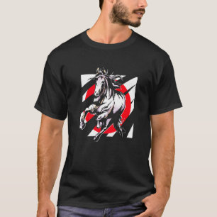 Camiseta Bandera de Japón Caballo montando la silla deporti