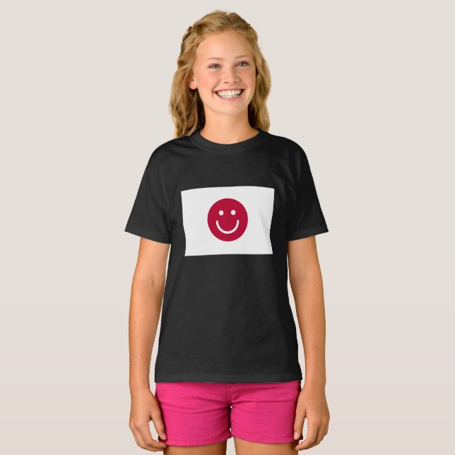Camiseta Bandera de Japón con cara sonriente (Anverso completo)