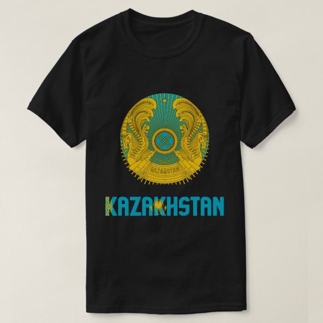 Camiseta Bandera de Kazajstán y Patriótico Del Escudo De Ar (Diseño del anverso)
