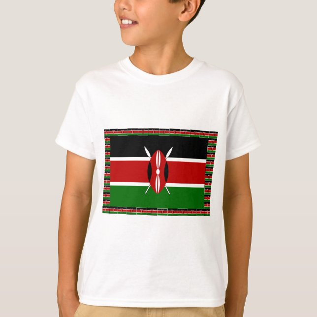 Camiseta Bandera de Kenia: Con bandera en miniatura y arte  (Anverso)
