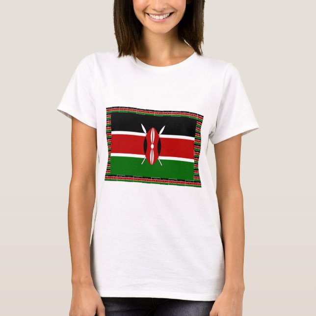 Camiseta Bandera de Kenia: Con bandera en miniatura y arte  (Anverso)