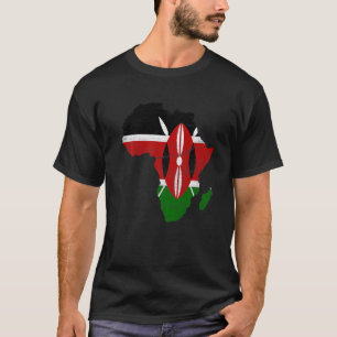 Camiseta Bandera de Kenia Silueta del Continente Africano R