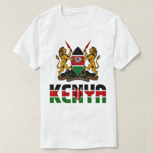 Camiseta Bandera de Kenya y Patriótico Del Escudo De Armas