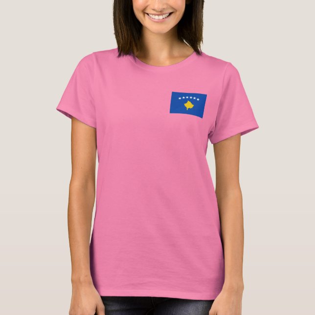 Camiseta Bandera de Kosovo y Map dk T-Shirt (Anverso)