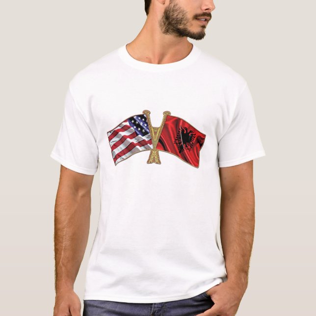 Camiseta Bandera de la amistad de Albania los E.E.U.U. (Anverso)