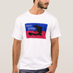 Camiseta Bandera de la ayuda de Haití, mensaje de texto