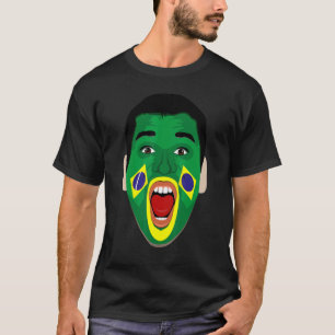 Camiseta Bandera de la cara de un hincha brasileño - Fútbol