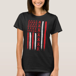 Camiseta bandera de la cinta roja para la concienciación so