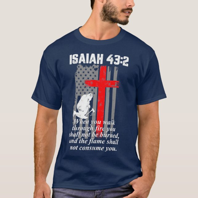 Camiseta Bandera de la cruz de la Biblia contra bombero del (Anverso)