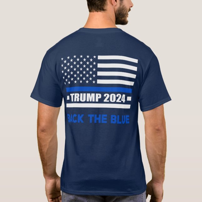 Camiseta Bandera de la delgada línea azul de Blue Trump 202 (Reverso)