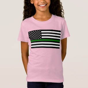 Camiseta Bandera de la delgada línea verde: Veteranos milit