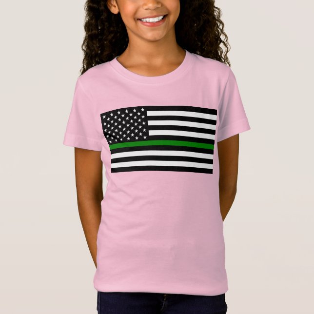 Camiseta Bandera de la delgada línea verde: Veteranos milit (Anverso)