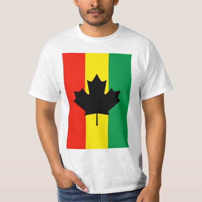 Camiseta Bandera de la hoja de arce del reggae de Rasta (Anverso)