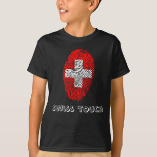 Camiseta Bandera de la huella dactilar del tacto del suizo