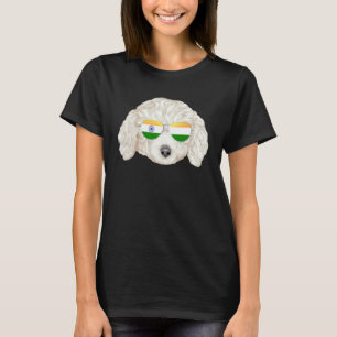 Camiseta Bandera de la India Caniche Blanco Perro India Bol