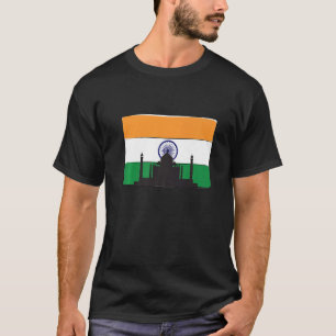 Camiseta Bandera de la India con el horizonte del Taj Mahal
