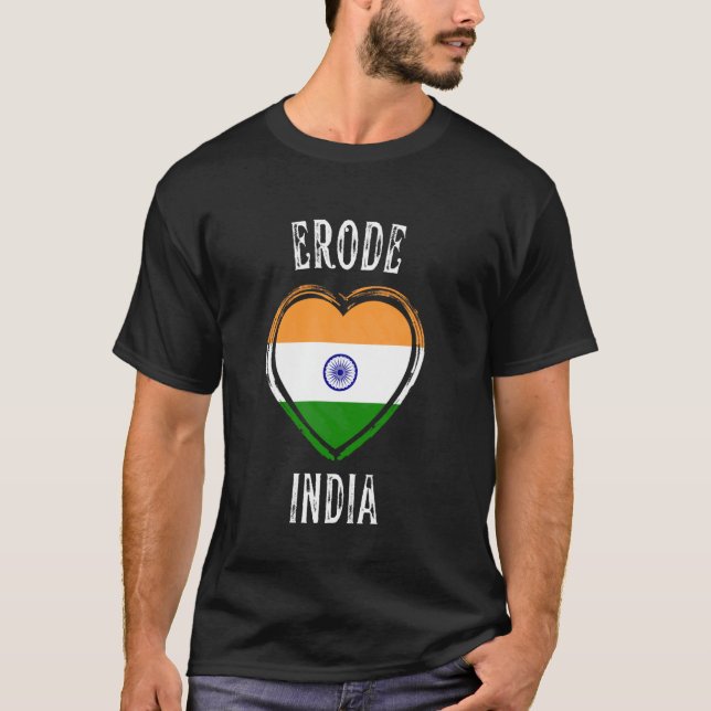 Camiseta Bandera de la India Corazón Erode Ciudad (Anverso)