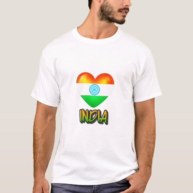 Camiseta Bandera de la India: corte del corazón (Anverso)