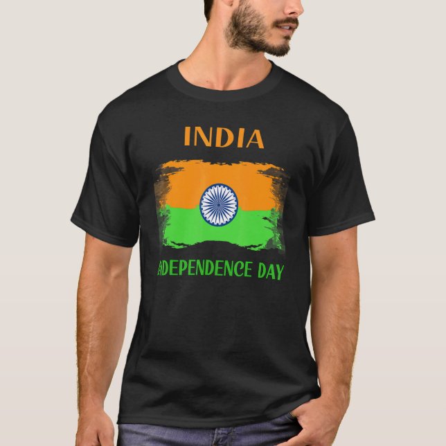 Camiseta Bandera de la India, Día de la Independencia 15 de (Anverso)