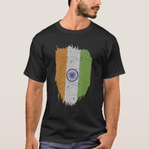 Camiseta Bandera De La India En Color Tricolor Con Ashoka C