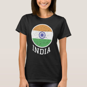 Camiseta Bandera De La India En Color Tricolor Con Ashoka C