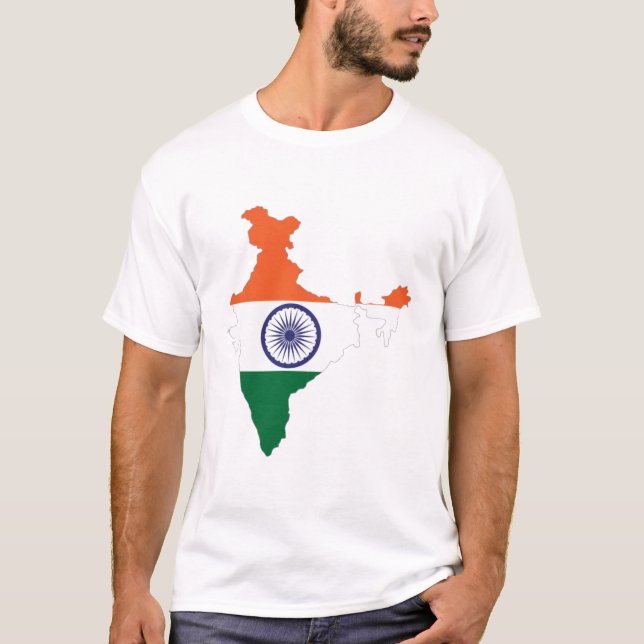 Camiseta Bandera de la India en el mapa (Anverso)