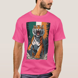 Camiseta Bandera de la India tigre de Bengala animal nacion