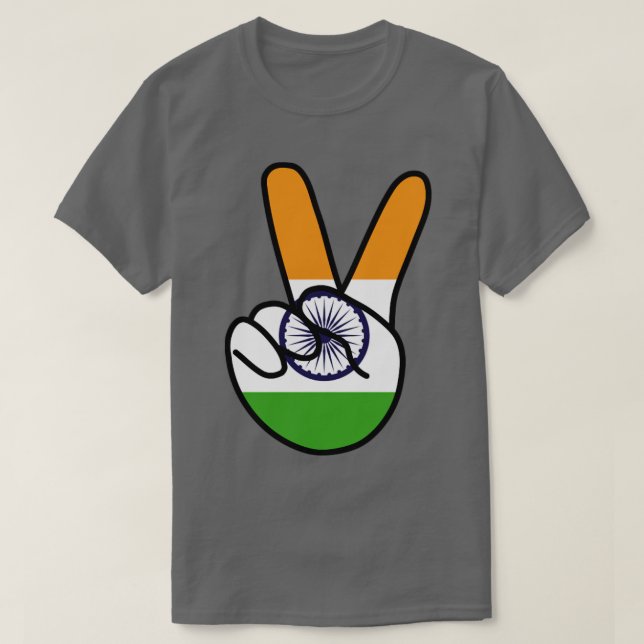 Camiseta Bandera de la India V Rótulo (Diseño del anverso)