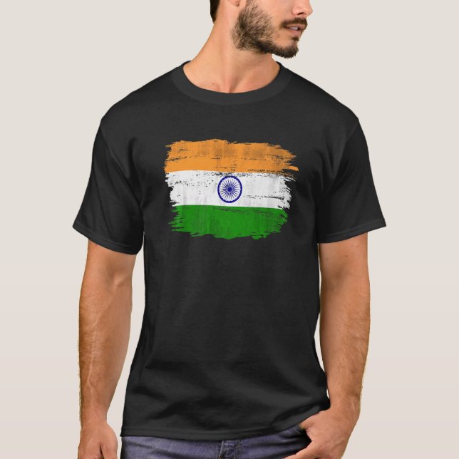 Camiseta Bandera de la India vintage para indios (Anverso)