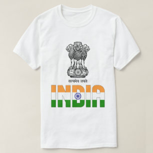Camiseta Bandera de la India y Patriótico del Escudo de Arm