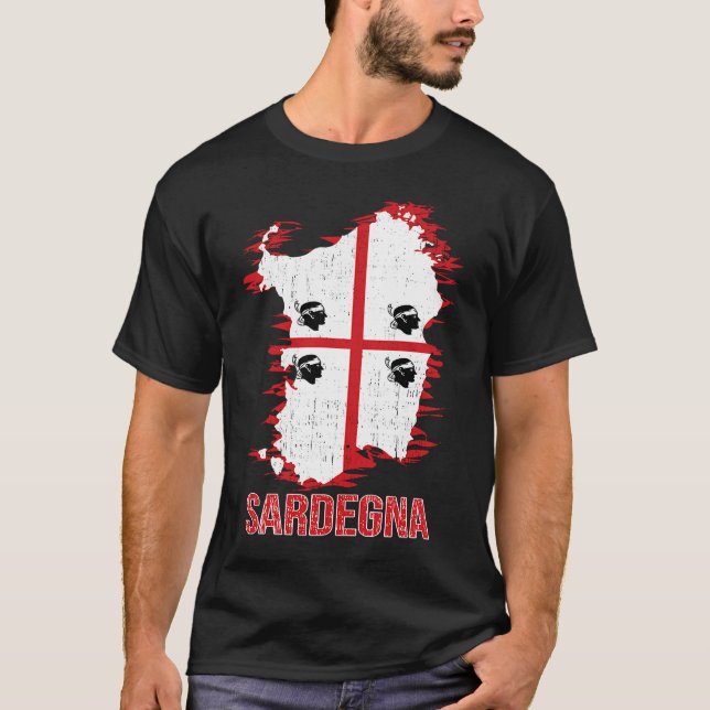Camiseta Bandera de la isla de Cerdeña Italia Souvenir (Anverso)