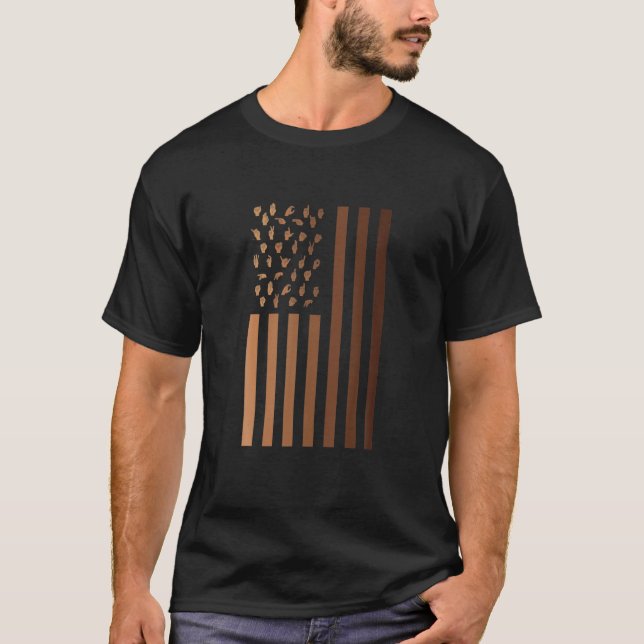 Camiseta Bandera De La Lengua De Rótulo Estadounidense En M (Anverso)