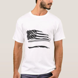 Camiseta Bandera de la línea gris de los oficiales ondulado