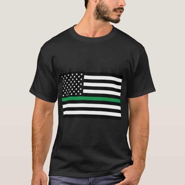 Camiseta Bandera de la línea verde, bandera americana con b (Anverso)