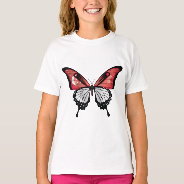 Camiseta Bandera de la mariposa de cola torta de Singapur (Anverso)