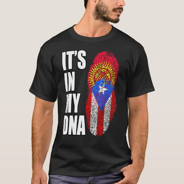 Camiseta Bandera De La Mezcla De Adn En Puerto Rico Y Kirgu (Anverso)