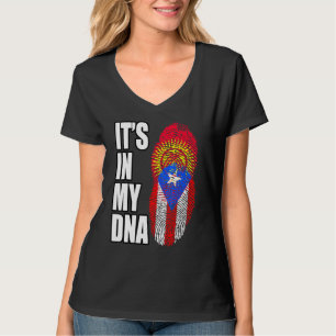 Camiseta Bandera De La Mezcla De Adn En Puerto Rico Y Kirgu