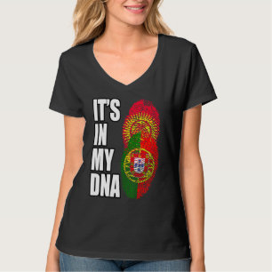 Camiseta Bandera De La Mezcla De Adn Portuguesa Y Kirguisa