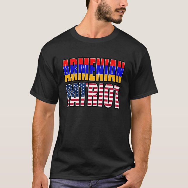 Camiseta Bandera de la mezcla de orgullo armenio y estadoun (Anverso)