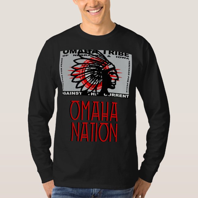 Camiseta Bandera de la Nación de Omaha Nacido Nativo Jefe d (Anverso)